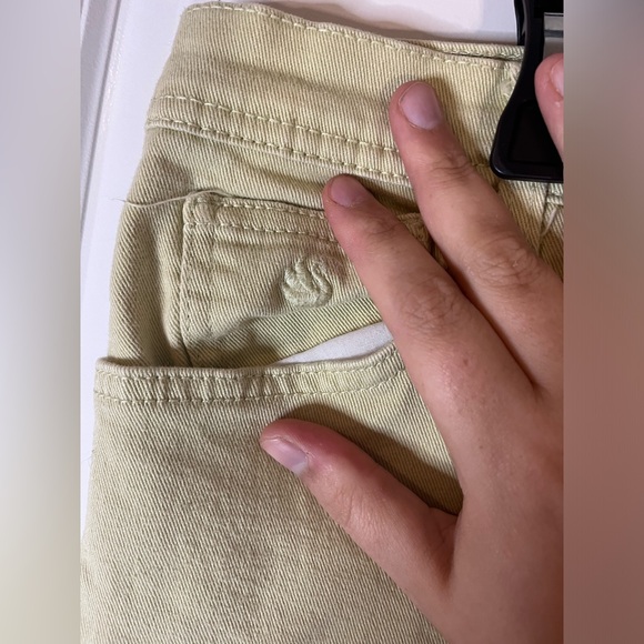 Gloria Vanderbilt Cotton Spandex Amanda Yellow Splashy Logo Pockets Pants Sz 12 - Picture 14 of 15